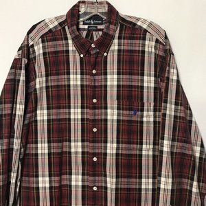 Ralph Lauren Blaire Men's Long Sleeve Button-Down Plaid Shirt Size XL Cotton
